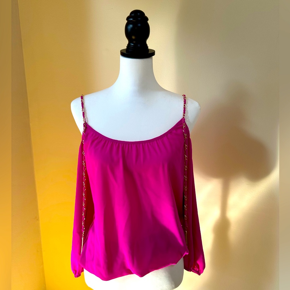 NWT INC magenta cold shoulder blouse, Size S